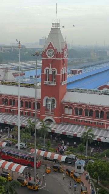 Vertical Aerial View of Chennai Central Railway Station Tamil Nadu India